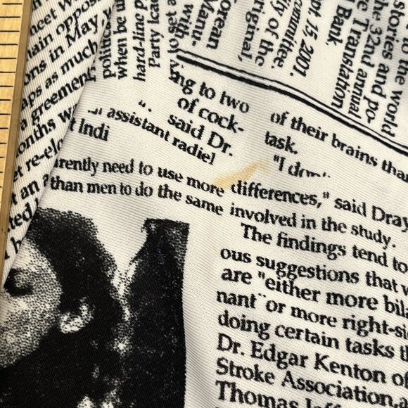 Vintage 90s Black and White Newsprint Midi Skirt Sharkbite Hem Artsy Large USA - Picture 12 of 16